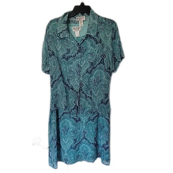 Kari New York Dress with Cardigan Cover ~ Sz 16 ~ Teal Blue ~ Knee Length - Picture 1 of 5
